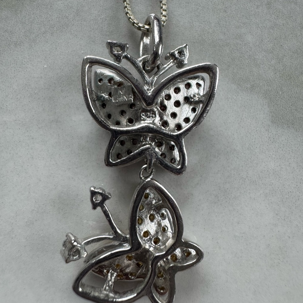 Elegant Sterling Silver Butterfly Pendant Necklace - Picture 4 of 6